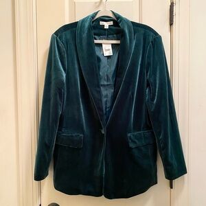 Green Velvet blazer L NWT lined deep emerald green jewel tone